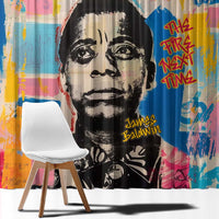 James Baldwin Window Curtain Colorful Graffiti Style Portrait The Fire Next Time Text Bold Civil Rights Tribute - Wonder Print Shop
