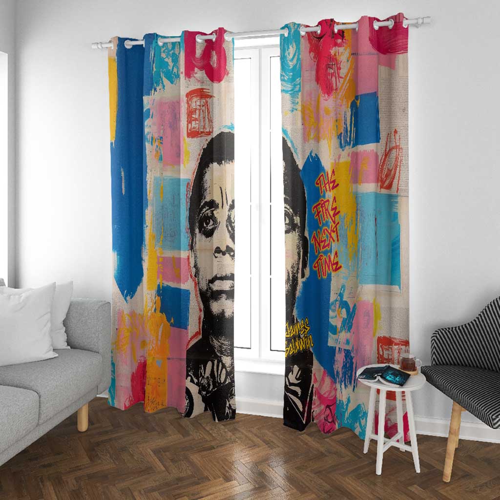 James Baldwin Window Curtain Colorful Graffiti Style Portrait The Fire Next Time Text Bold Civil Rights Tribute - Wonder Print Shop