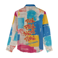 James Baldwin Women Casual Shirt Colorful Graffiti Style Portrait The Fire Next Time Text Bold Civil Rights Tribute - Wonder Print Shop
