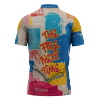 James Baldwin Zipper Polo Shirt Colorful Graffiti Style Portrait The Fire Next Time Text Bold Civil Rights Tribute - Wonder Print Shop