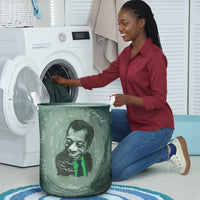 James Baldwin Laundry Basket Green Handwritten Script Design Smiling Portrait Civil Rights and Literature - Wonder Print Shop