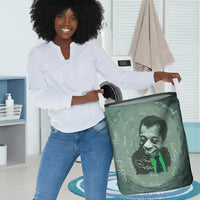 James Baldwin Laundry Basket Green Handwritten Script Design Smiling Portrait Civil Rights and Literature - Wonder Print Shop