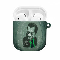 James Baldwin AirPods Case Green Handwritten Script Design Smiling Portrait Civil Rights and Literature - Wonder Print Shop