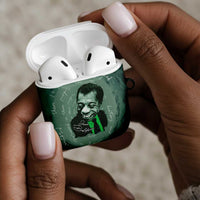 James Baldwin AirPods Case Green Handwritten Script Design Smiling Portrait Civil Rights and Literature - Wonder Print Shop
