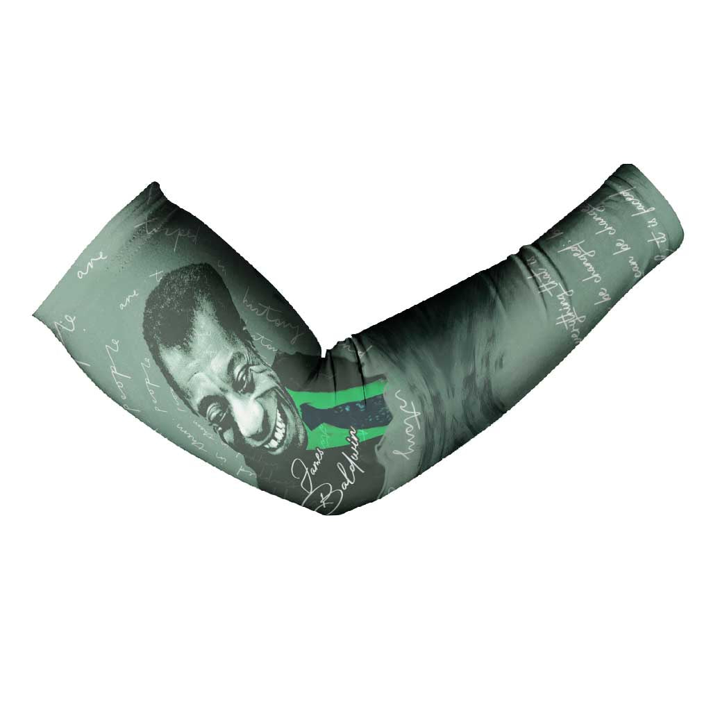 James Baldwin Arm Sleeves Green Handwritten Script Design Smiling Portrait Civil Rights and Literature - Wonder Print Shop