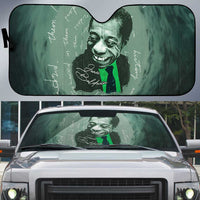 James Baldwin Auto Sun Shade Green Handwritten Script Design Smiling Portrait Civil Rights and Literature - Wonder Print Shop