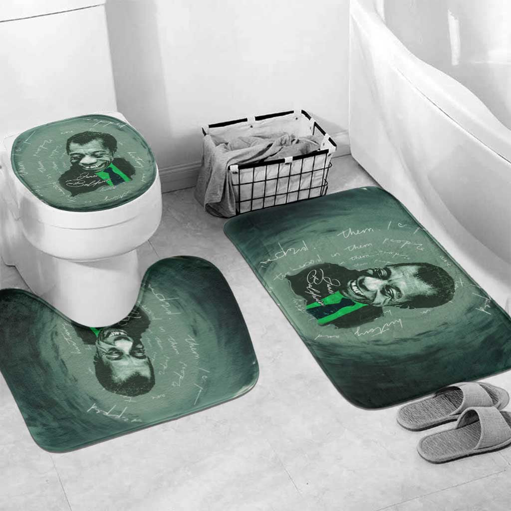 James Baldwin Bathroom Set Green Handwritten Script Design Smiling Portrait Civil Rights and Literature - Wonder Print Shop