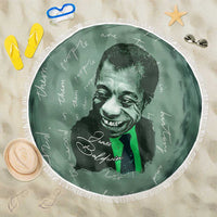 James Baldwin Beach Blanket Green Handwritten Script Design Smiling Portrait Civil Rights and Literature - Wonder Print Shop