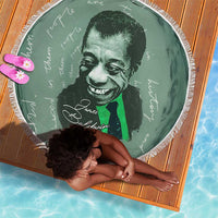 James Baldwin Beach Blanket Green Handwritten Script Design Smiling Portrait Civil Rights and Literature - Wonder Print Shop