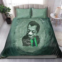 James Baldwin Bedding Set Green Handwritten Script Design Smiling Portrait Civil Rights and Literature - Wonder Print Shop