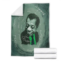 James Baldwin Blanket Green Handwritten Script Design Smiling Portrait Civil Rights and Literature - Wonder Print Shop