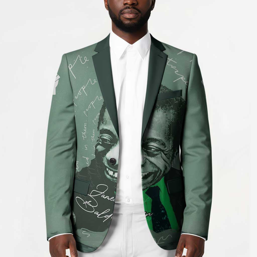 James Baldwin Blazer Green Handwritten Script Design Smiling Portrait Civil Rights and Literature - Wonder Print Shop