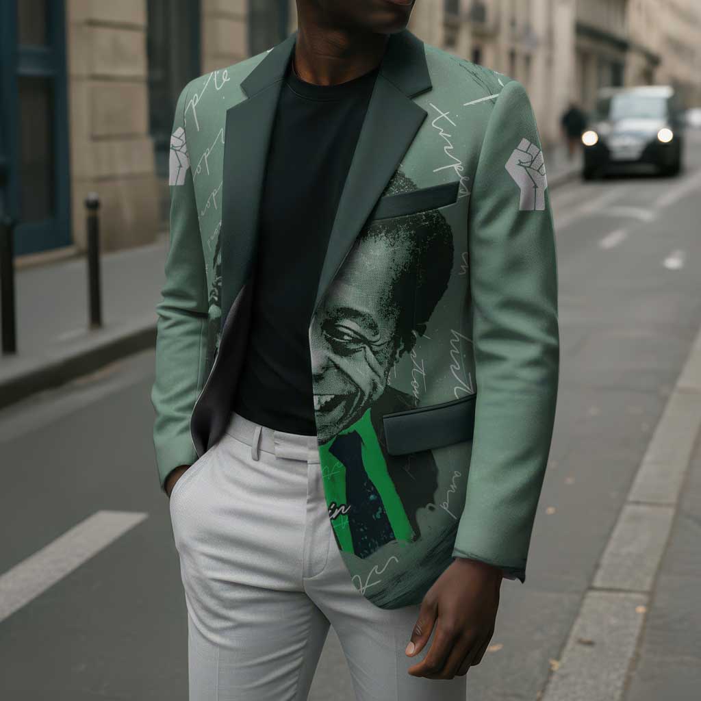 James Baldwin Blazer Green Handwritten Script Design Smiling Portrait Civil Rights and Literature - Wonder Print Shop