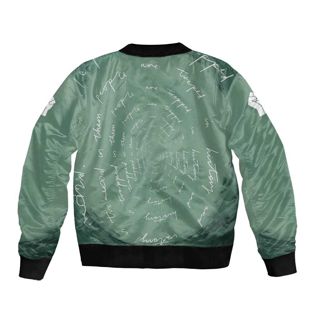 James Baldwin Bomber Jacket Green Handwritten Script Design Smiling Portrait Civil Rights and Literature - Wonder Print Shop