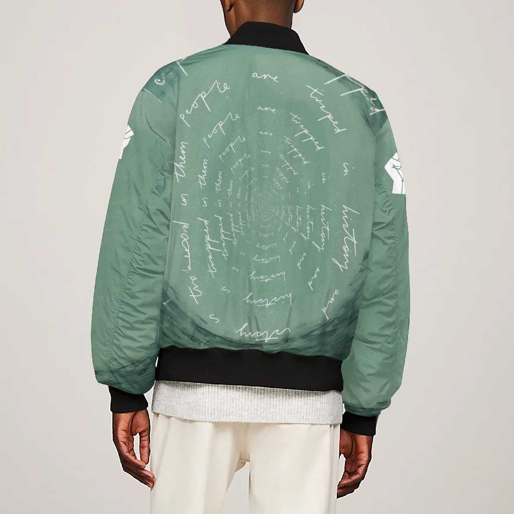 James Baldwin Bomber Jacket Green Handwritten Script Design Smiling Portrait Civil Rights and Literature - Wonder Print Shop