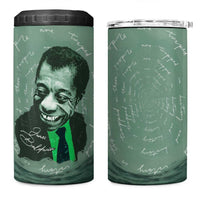 James Baldwin 4 in 1 Can Cooler Tumbler Green Handwritten Script Design Smiling Portrait Civil Rights and Literature - Wonder Print Shop