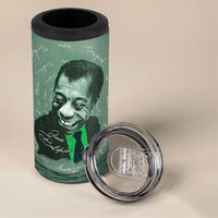James Baldwin 4 in 1 Can Cooler Tumbler Green Handwritten Script Design Smiling Portrait Civil Rights and Literature - Wonder Print Shop