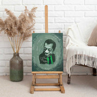 James Baldwin Canvas Wall Art Green Handwritten Script Design Smiling Portrait Civil Rights and Literature - Wonder Print Shop