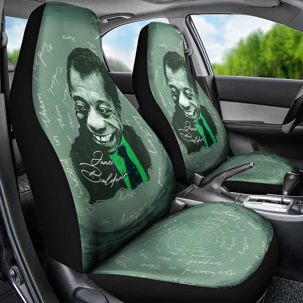 James Baldwin Car Seat Cover Green Handwritten Script Design Smiling Portrait Civil Rights and Literature - Wonder Print Shop