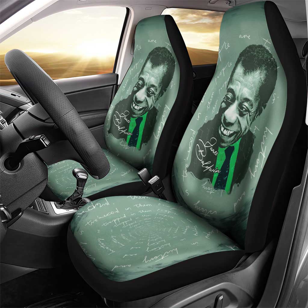 James Baldwin Car Seat Cover Green Handwritten Script Design Smiling Portrait Civil Rights and Literature - Wonder Print Shop