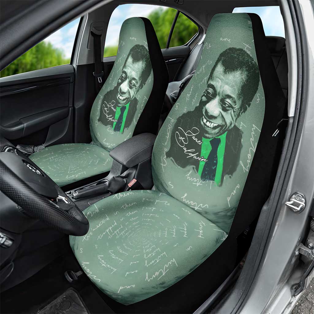James Baldwin Car Seat Cover Green Handwritten Script Design Smiling Portrait Civil Rights and Literature - Wonder Print Shop