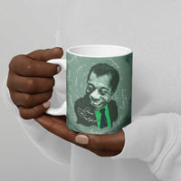 James Baldwin Ceramic Mug Green Handwritten Script Design Smiling Portrait Civil Rights and Literature - Wonder Print Shop