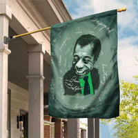James Baldwin Garden Flag Green Handwritten Script Design Smiling Portrait Civil Rights and Literature - Wonder Print Shop