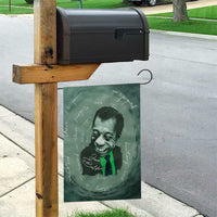 James Baldwin Garden Flag Green Handwritten Script Design Smiling Portrait Civil Rights and Literature - Wonder Print Shop