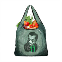 James Baldwin Grocery Bag Green Handwritten Script Design Smiling Portrait Civil Rights and Literature - Wonder Print Shop
