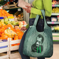 James Baldwin Grocery Bag Green Handwritten Script Design Smiling Portrait Civil Rights and Literature - Wonder Print Shop