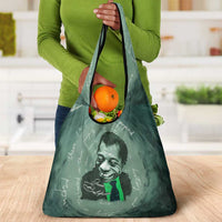James Baldwin Grocery Bag Green Handwritten Script Design Smiling Portrait Civil Rights and Literature - Wonder Print Shop