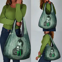 James Baldwin Grocery Bag Green Handwritten Script Design Smiling Portrait Civil Rights and Literature - Wonder Print Shop