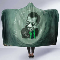 James Baldwin Hooded Blanket Green Handwritten Script Design Smiling Portrait Civil Rights and Literature - Wonder Print Shop