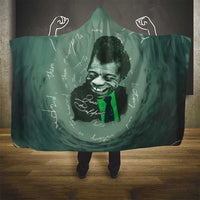 James Baldwin Hooded Blanket Green Handwritten Script Design Smiling Portrait Civil Rights and Literature - Wonder Print Shop