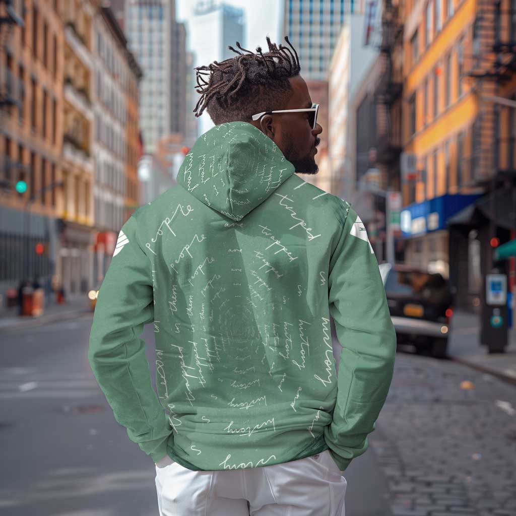 James Baldwin Hoodie Green Handwritten Script Design Smiling Portrait Civil Rights and Literature - Wonder Print Shop