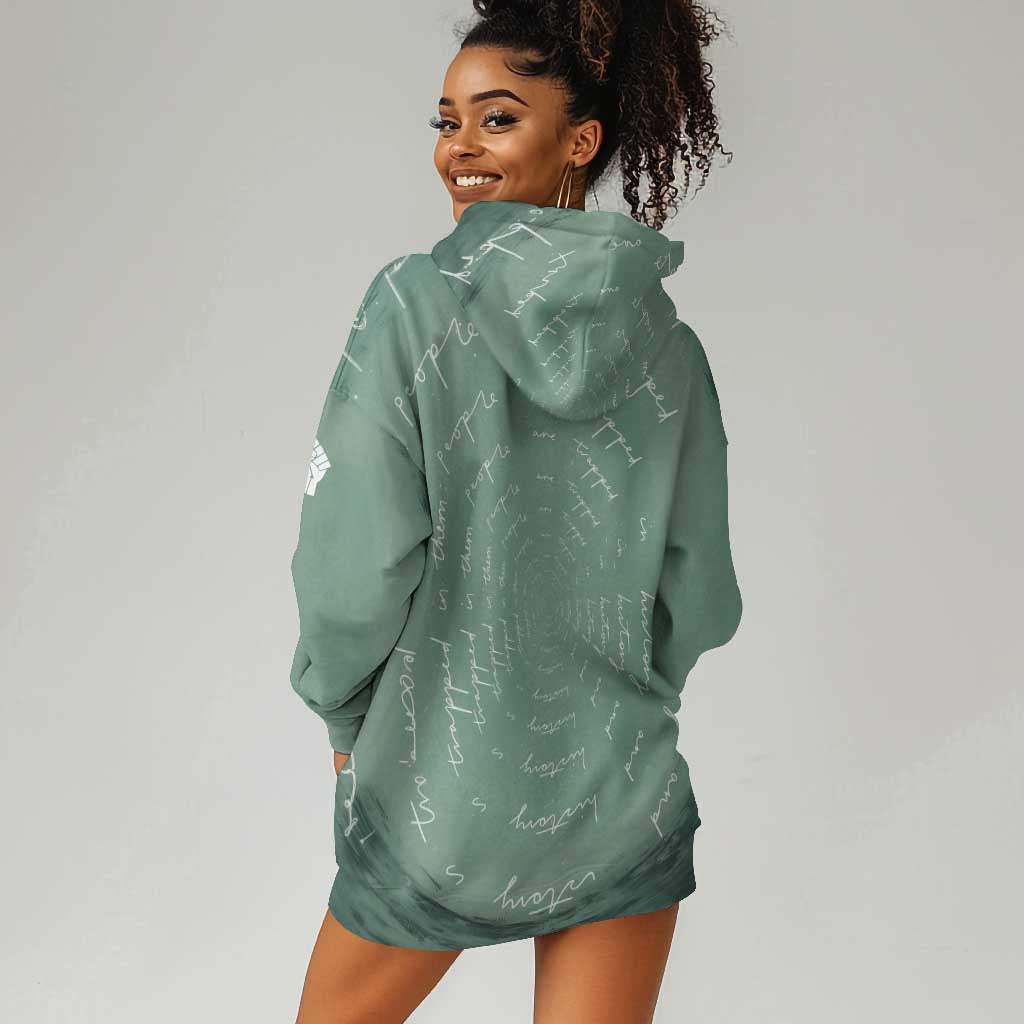 James Baldwin Hoodie Dress Green Handwritten Script Design Smiling Portrait Civil Rights and Literature - Wonder Print Shop