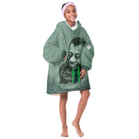 James Baldwin Kid Wearable Blanket Hoodie Green Handwritten Script Design Smiling Portrait Civil Rights and Literature - Wonder Print Shop