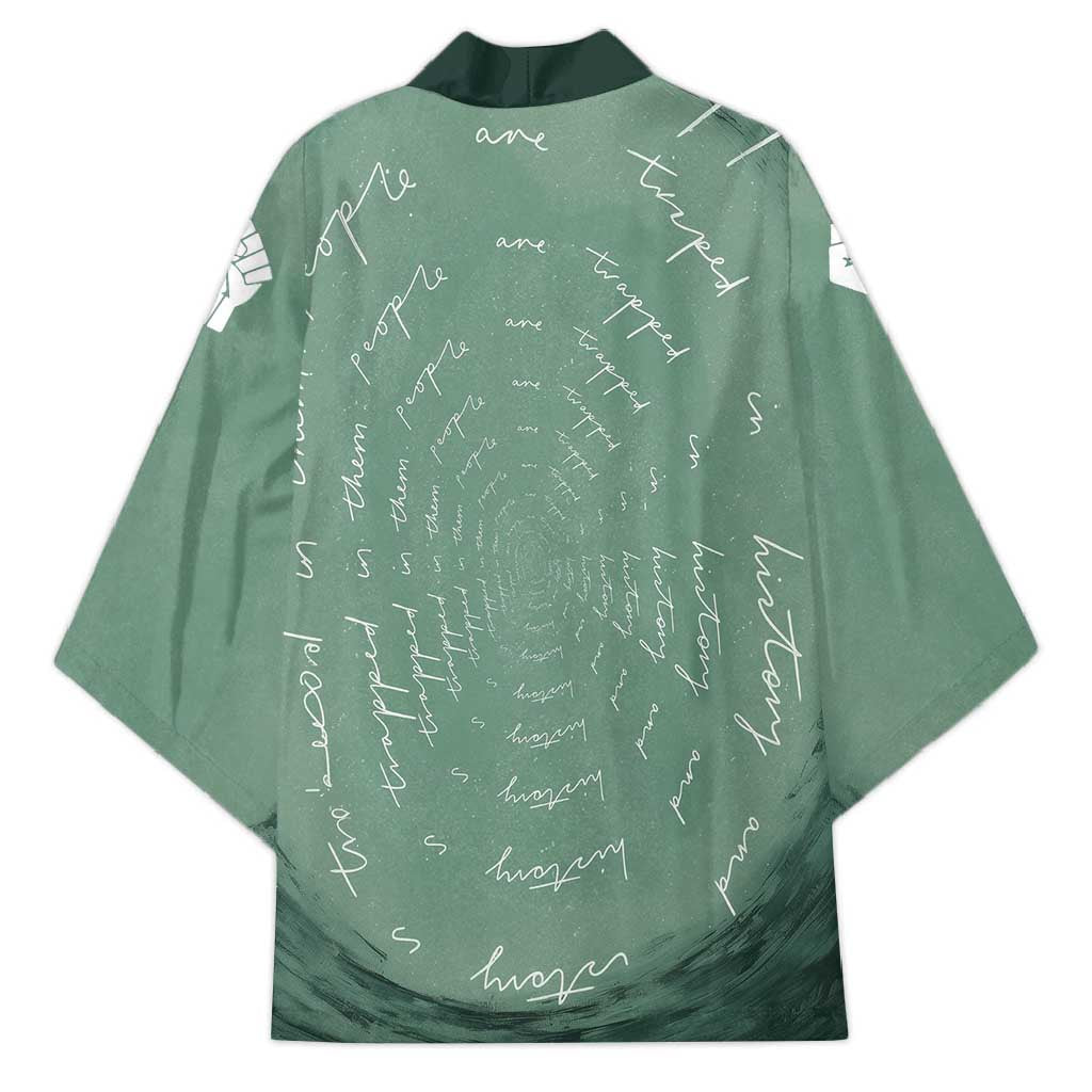 James Baldwin Kimono Green Handwritten Script Design Smiling Portrait Civil Rights and Literature - Wonder Print Shop