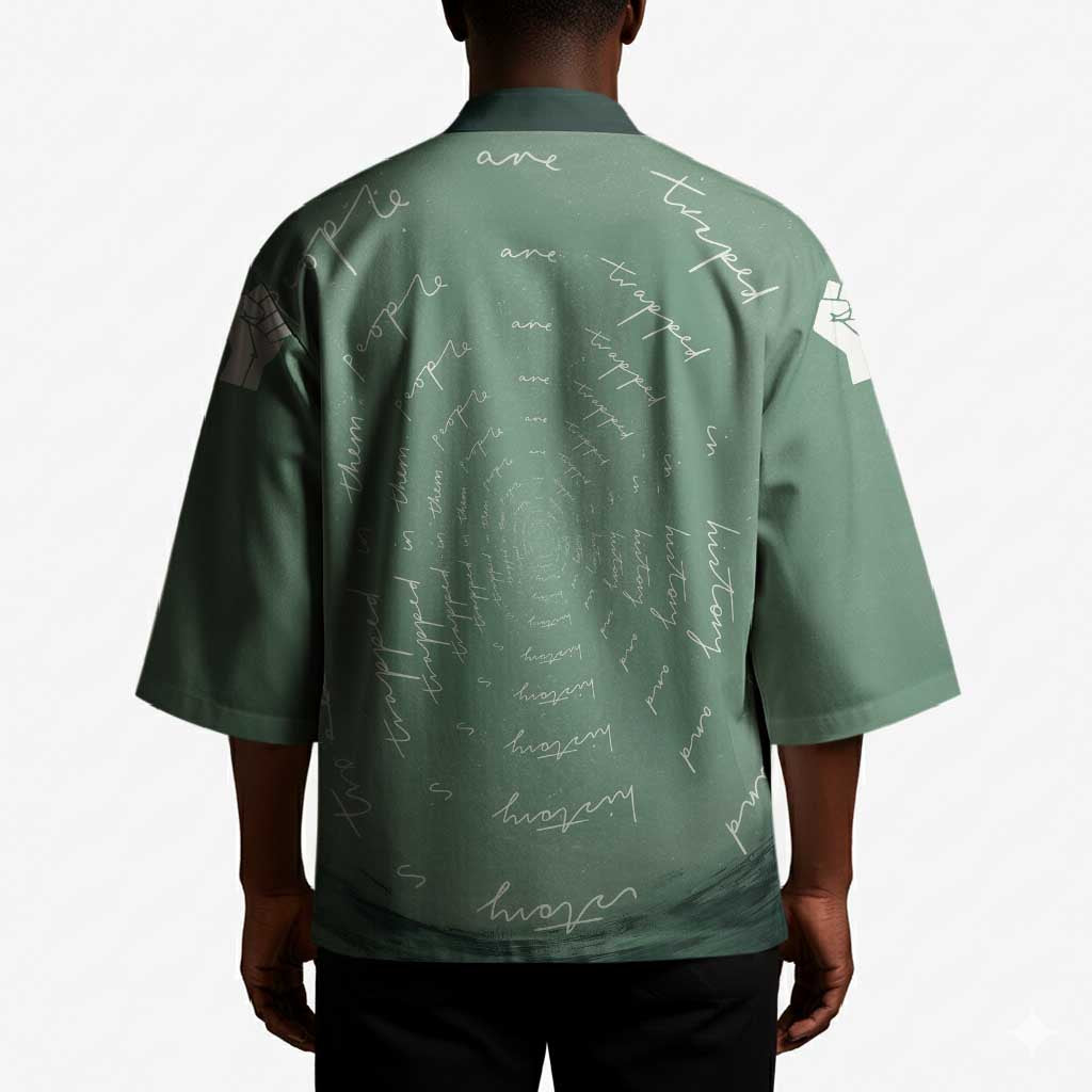 James Baldwin Kimono Green Handwritten Script Design Smiling Portrait Civil Rights and Literature - Wonder Print Shop