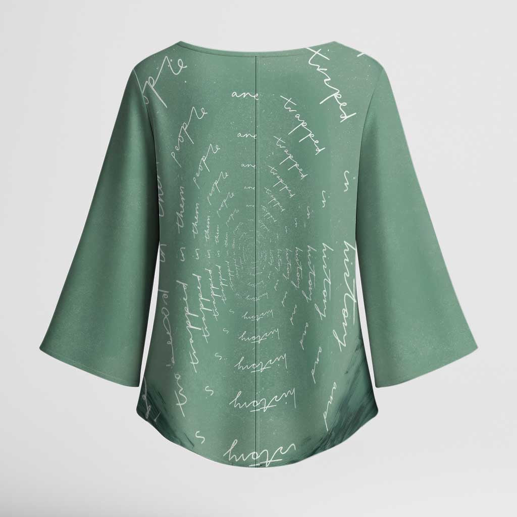 James Baldwin Kimono Sleeve Blouse Green Handwritten Script Design Smiling Portrait Civil Rights and Literature - Wonder Print Shop