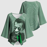 James Baldwin Kimono Sleeve Blouse Green Handwritten Script Design Smiling Portrait Civil Rights and Literature - Wonder Print Shop