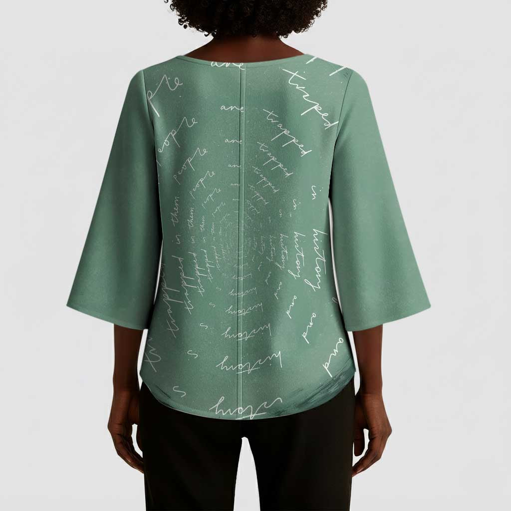 James Baldwin Kimono Sleeve Blouse Green Handwritten Script Design Smiling Portrait Civil Rights and Literature - Wonder Print Shop