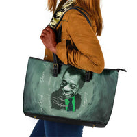 James Baldwin Leather Tote Bag Green Handwritten Script Design Smiling Portrait Civil Rights and Literature - Wonder Print Shop