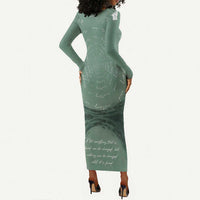 James Baldwin Long Sleeve Bodycon Dress Green Handwritten Script Design Smiling Portrait Civil Rights and Literature - Wonder Print Shop