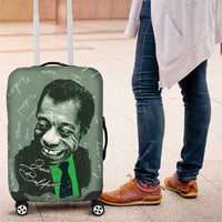 James Baldwin Luggage Cover Green Handwritten Script Design Smiling Portrait Civil Rights and Literature - Wonder Print Shop