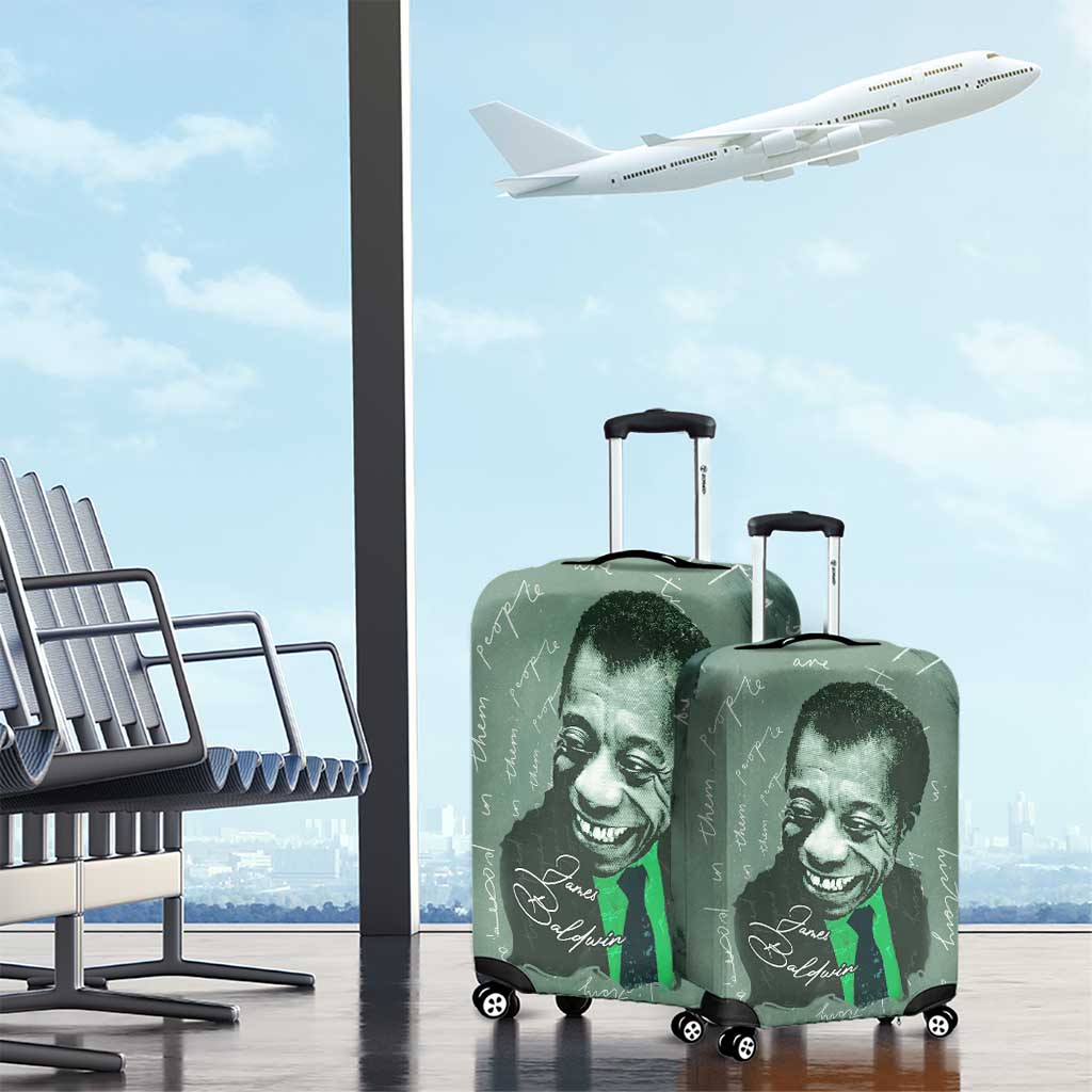 James Baldwin Luggage Cover Green Handwritten Script Design Smiling Portrait Civil Rights and Literature - Wonder Print Shop