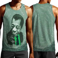 James Baldwin Men Tank Top Green Handwritten Script Design Smiling Portrait Civil Rights and Literature - Wonder Print Shop
