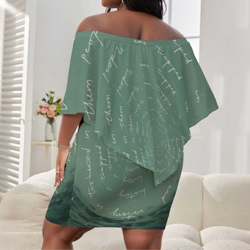 James Baldwin Off Shoulder Short Dress Green Handwritten Script Design Smiling Portrait Civil Rights and Literature - Wonder Print Shop