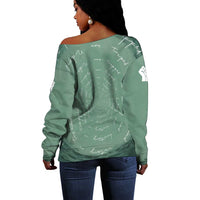 James Baldwin Off Shoulder Sweater Green Handwritten Script Design Smiling Portrait Civil Rights and Literature - Wonder Print Shop