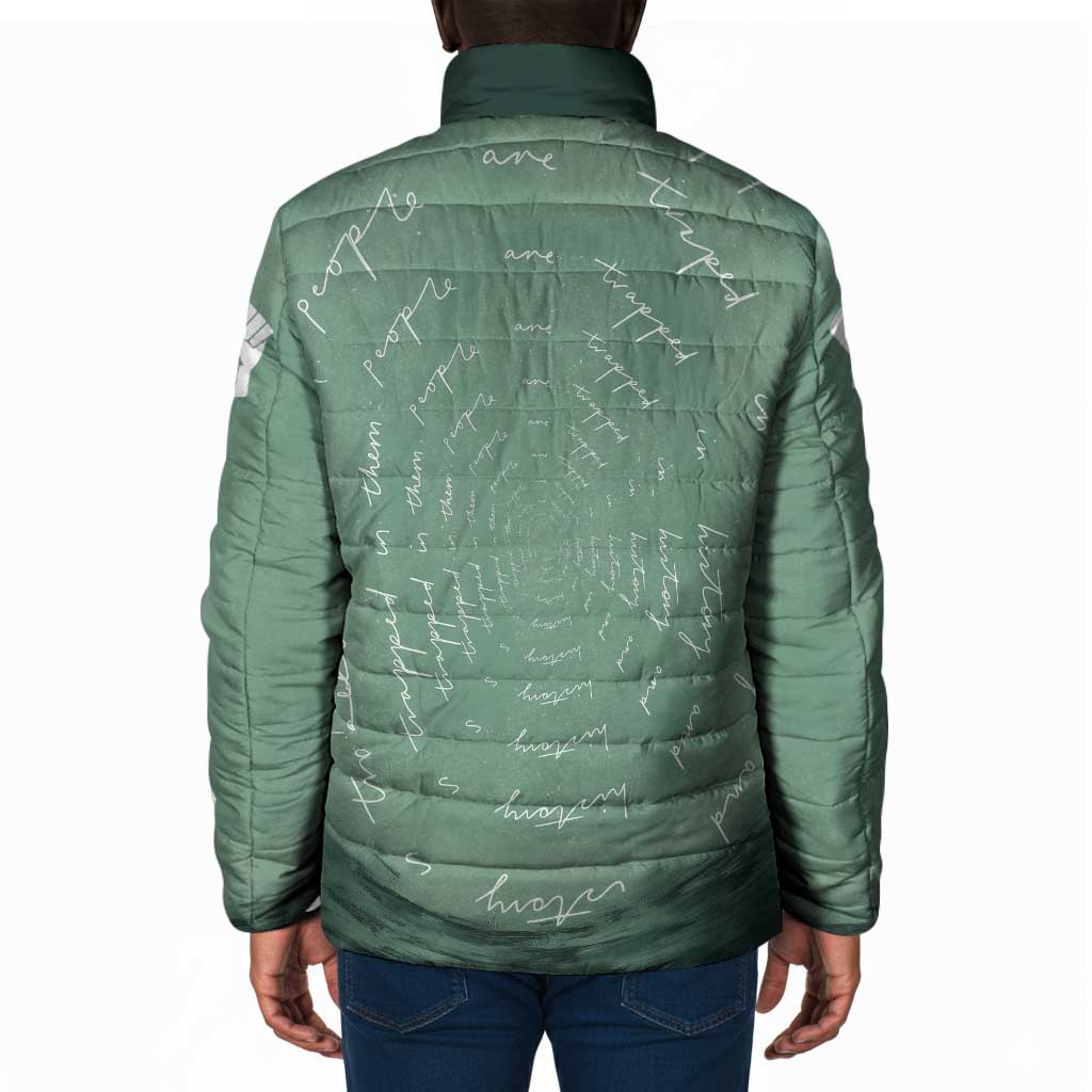 James Baldwin Padded Jacket Green Handwritten Script Design Smiling Portrait Civil Rights and Literature - Wonder Print Shop